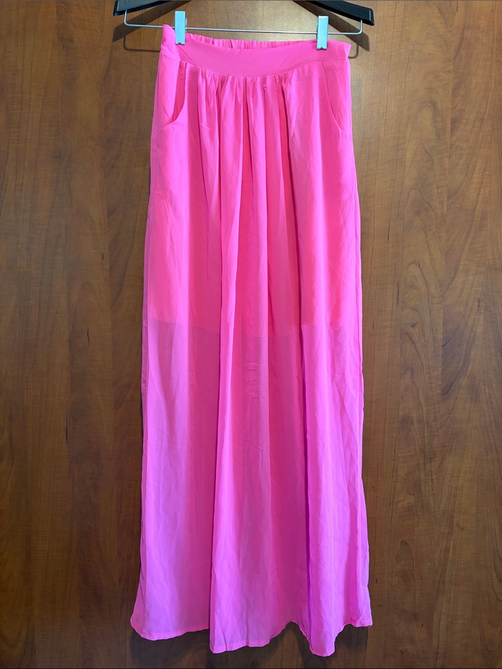 Women's Bright Pink Maxi Skirt - Lightweight Flowing Silhouette